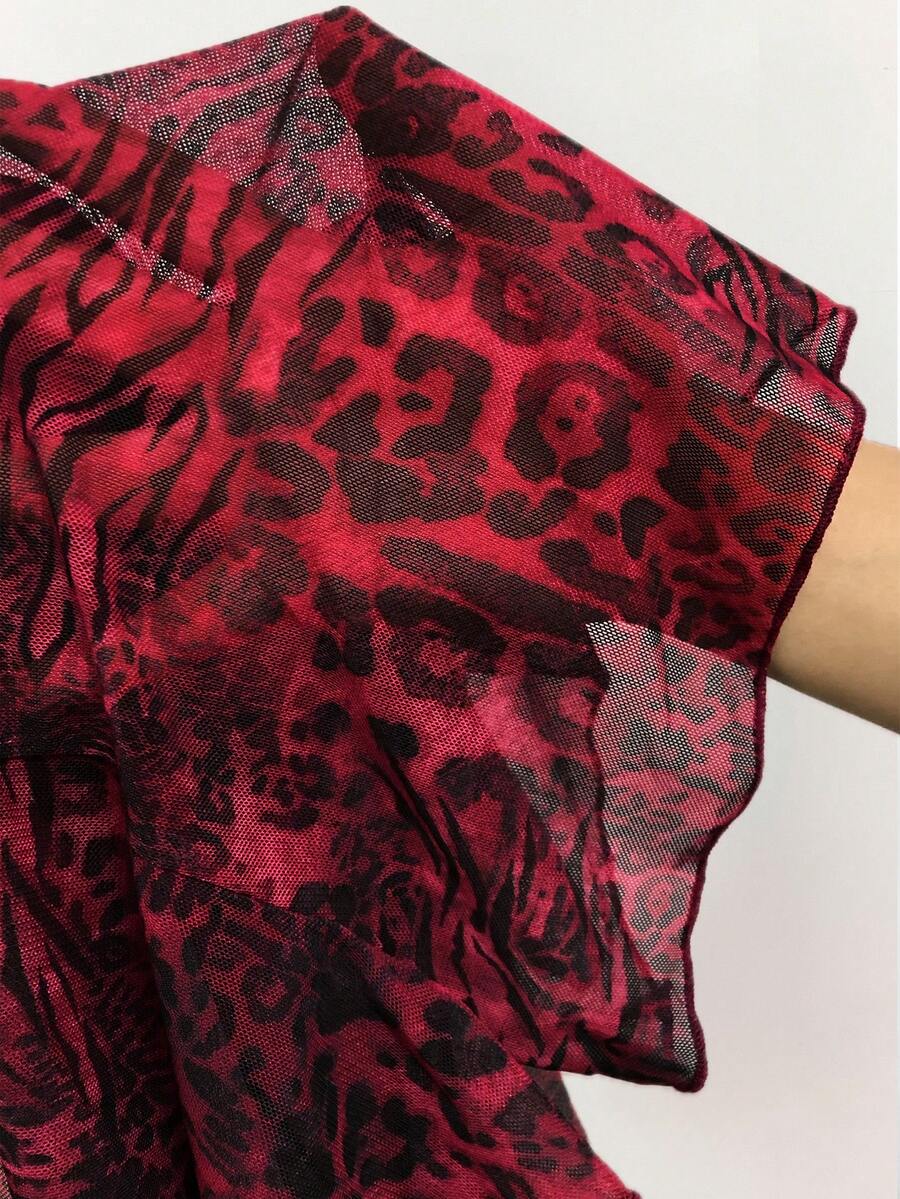 Amplova – Body sexy à imprimé animal, col ras-du-cou et décolleté plongeant