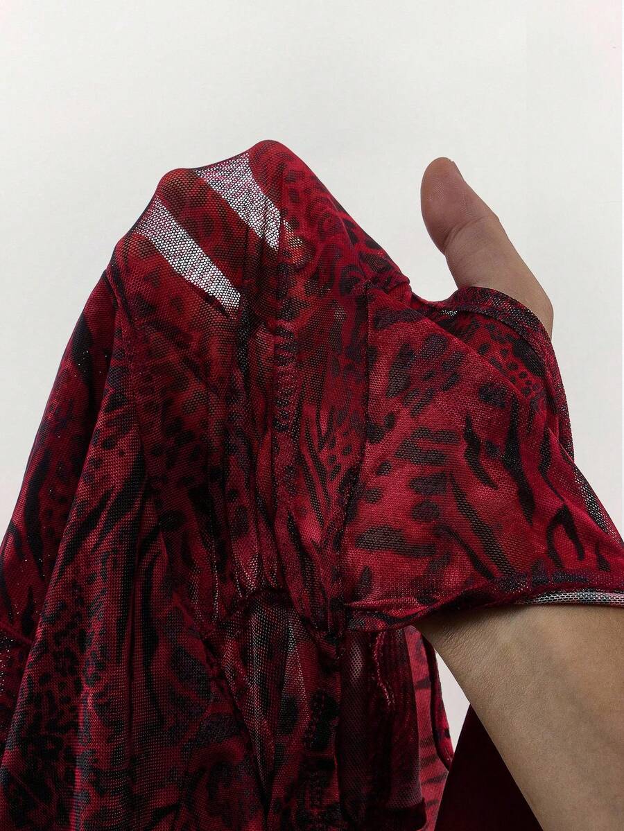 Amplova – Body sexy à imprimé animal, col ras-du-cou et décolleté plongeant