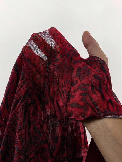 Amplova – Body sexy à imprimé animal, col ras-du-cou et décolleté plongeant