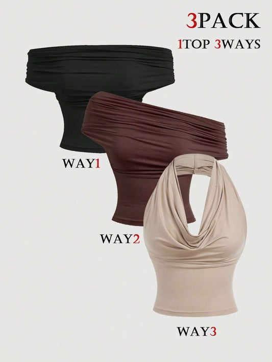 SHEIN MOD – Top décontracté à encolure bénitier et épaules dénudées pour l'été