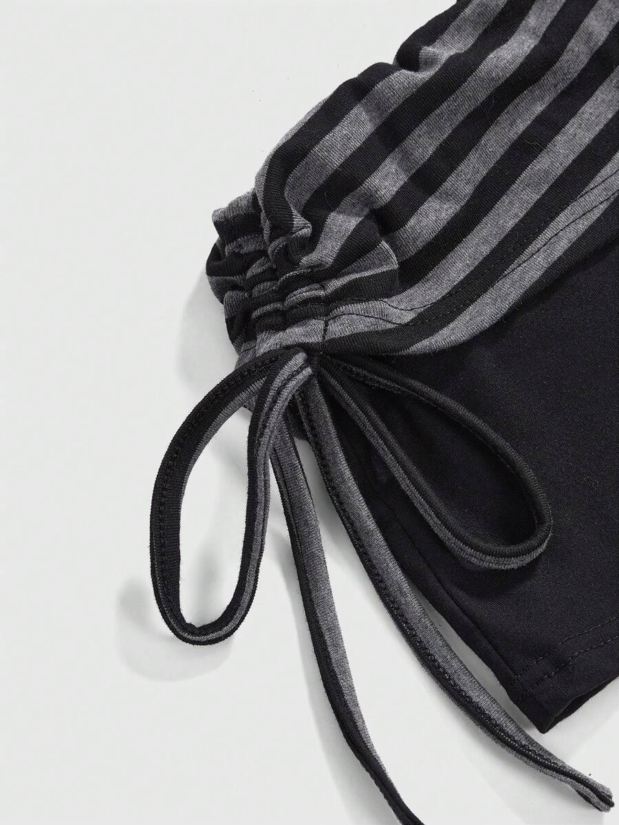 Bachina – Top manches longues à épaules dénudées et culottes (entièrement rayé comme le haut)