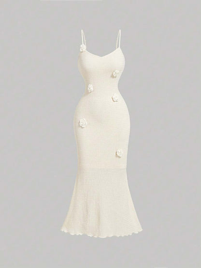 SHEIN MOD – Robe mi-longue à fleurs, coupe moulante, idéale pour les soirées d'été