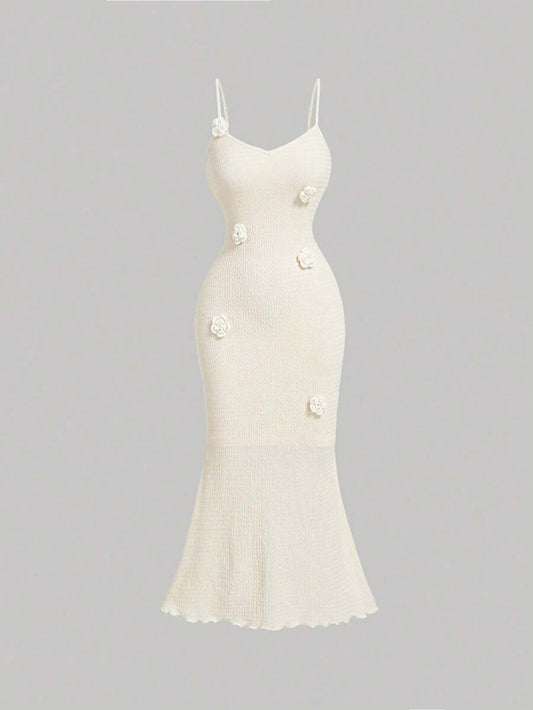 SHEIN MOD – Robe mi-longue à fleurs, coupe moulante, idéale pour les soirées d'été