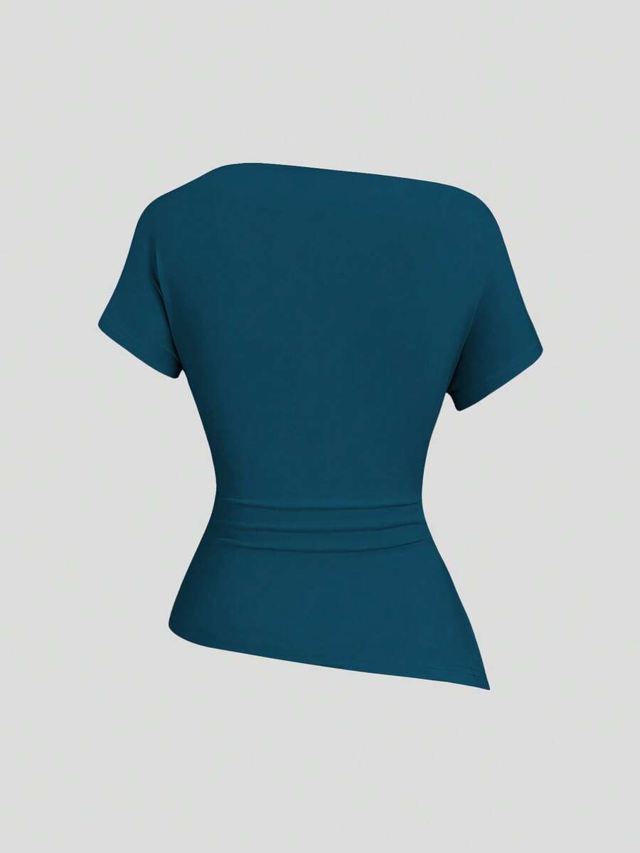 Sweetra – Lot de 3 t-shirts asymétrique en coton avec coupe décontractée et design moderne