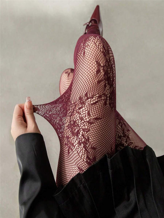 1 paire de Collants haute gamme – Design ajouré, effet amincissant, haute élasticité