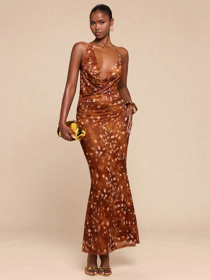SHEIN BAE – Robe à col drapé avec ourlet en queue de poisson pour occasions spéciales