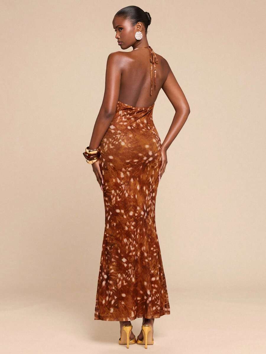 SHEIN BAE – Robe à col drapé avec ourlet en queue de poisson pour occasions spéciales