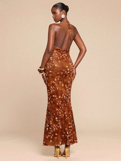 SHEIN BAE – Robe à col drapé avec ourlet en queue de poisson pour occasions spéciales