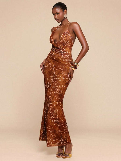 SHEIN BAE – Robe à col drapé avec ourlet en queue de poisson pour occasions spéciales
