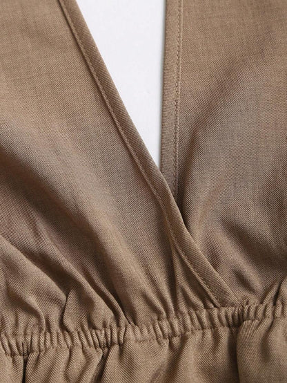 Sweetra Petite – Ensemble 2 pièces avec top dos nu et pantalon évasé décontracté