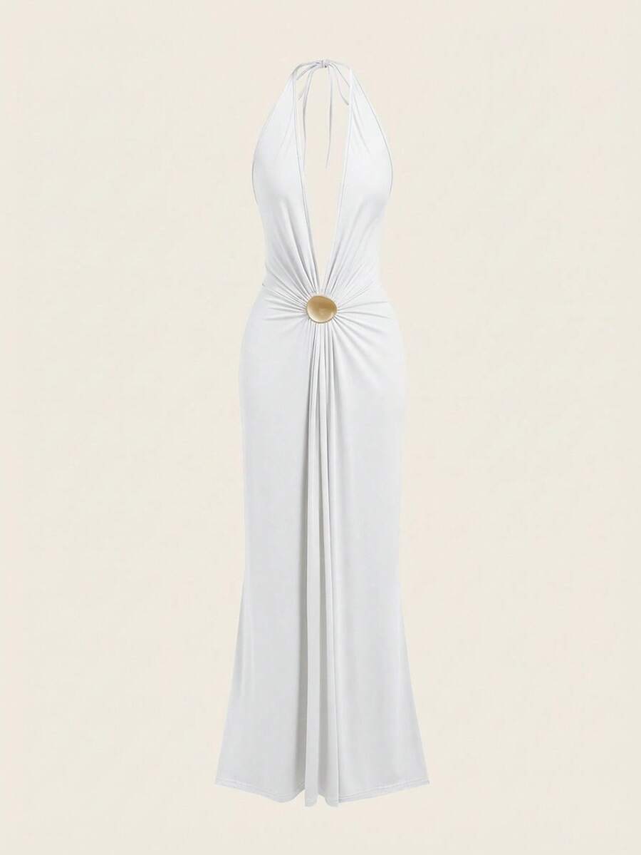 Opulessa – Robe dos nu en tricot à coupe ajustée et bretelles fines