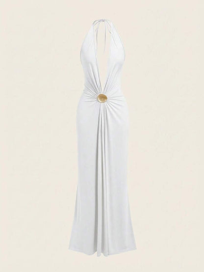 Opulessa – Robe dos nu en tricot à coupe ajustée et bretelles fines