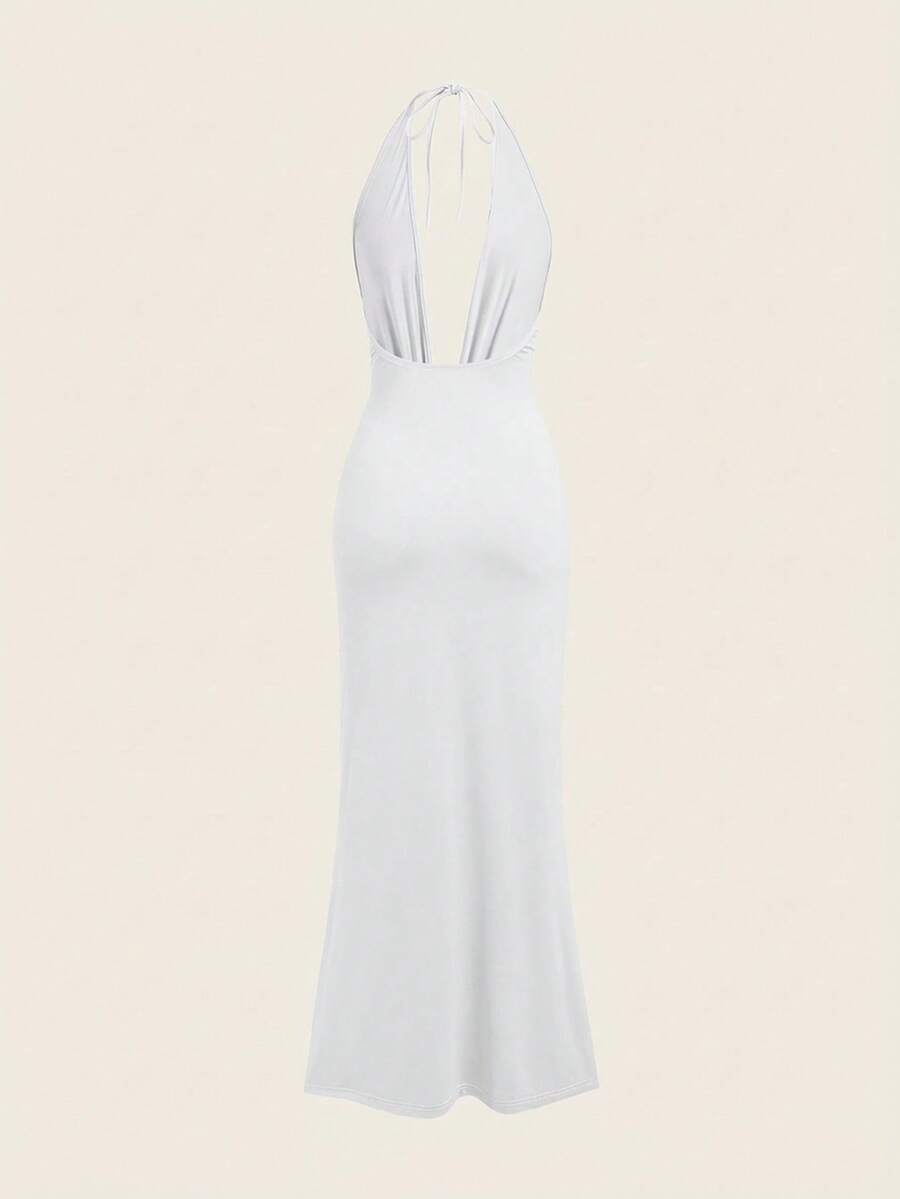 Opulessa – Robe dos nu en tricot à coupe ajustée et bretelles fines