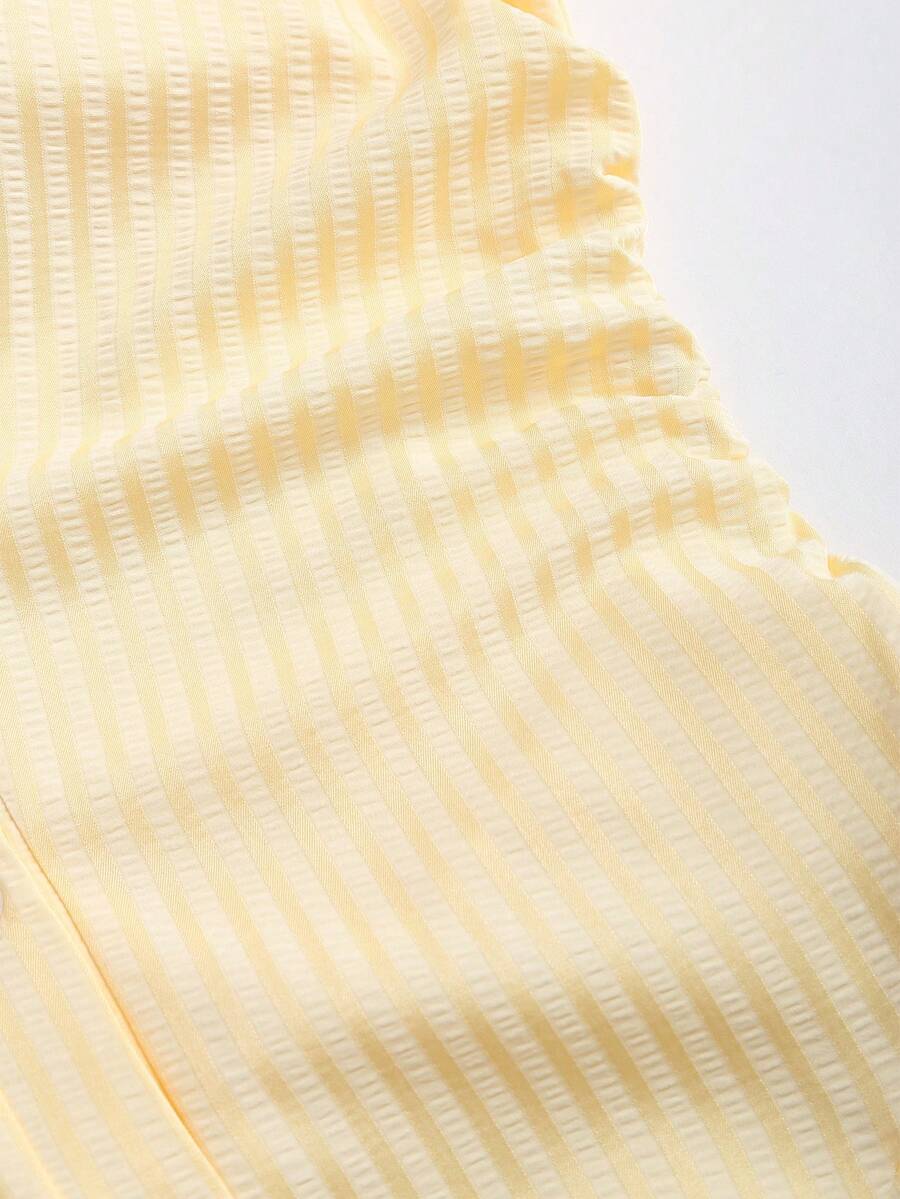 Sweetra Ismora – Robe chemise cintrée à manches courtes et taille affinante