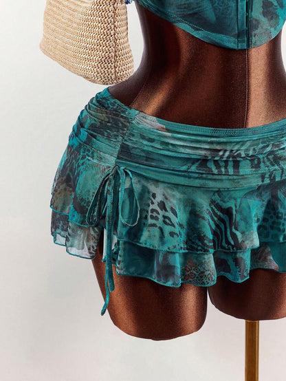 Amplova – Ensemble 2 pièces top ras-du-cou et mini-jupe ultra taille basse
