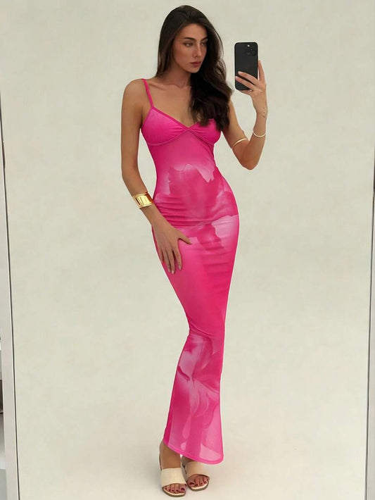 Aloruh – Robe fourreau ajustée à fleurs avec queue de poisson
