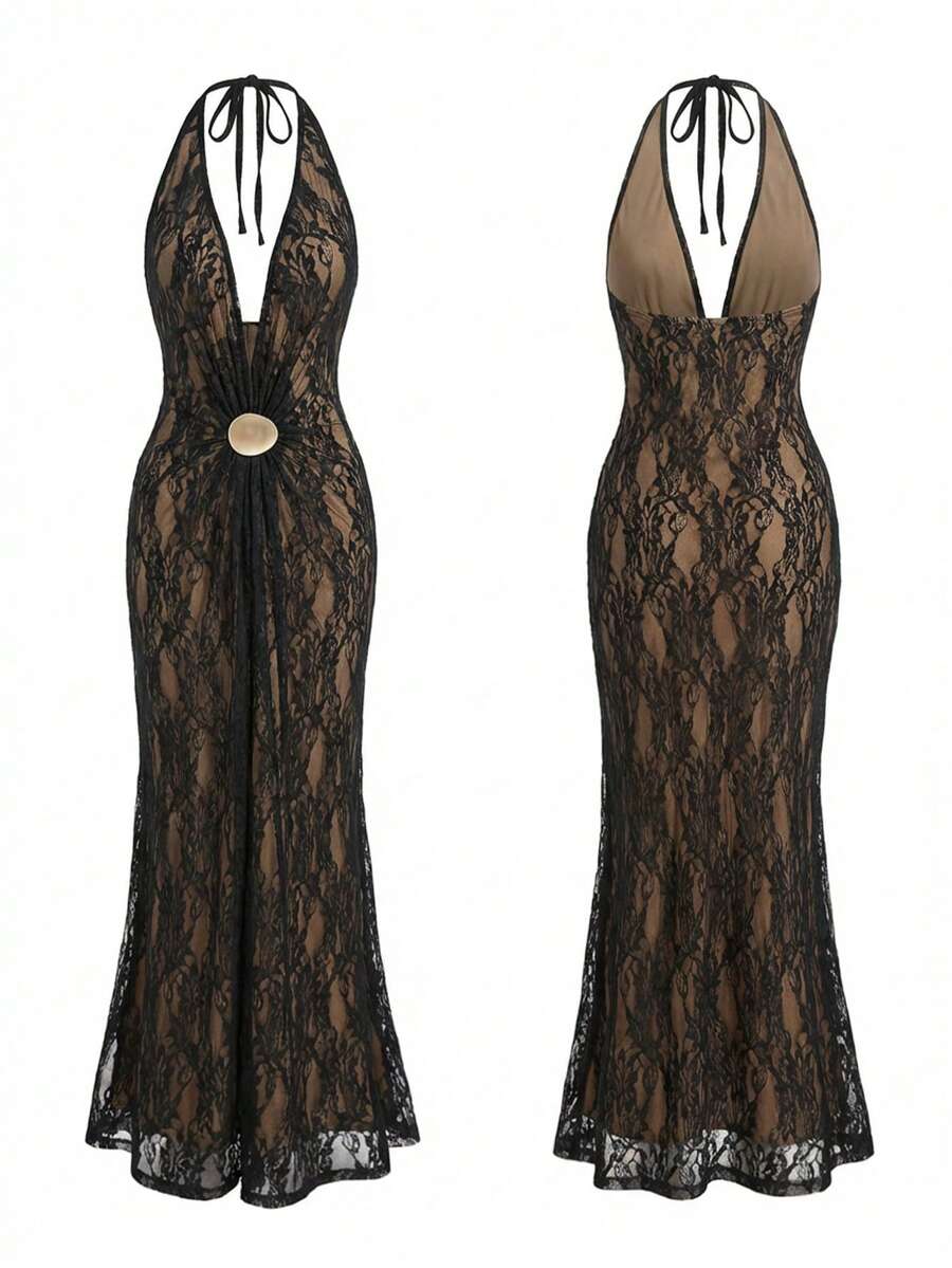 Opulessa – Robe dos nu en tricot à coupe ajustée et bretelles fines