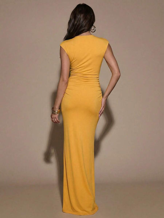 SHEIN BAE – Robe moulante à col V et manches courtes pour événements estivaux