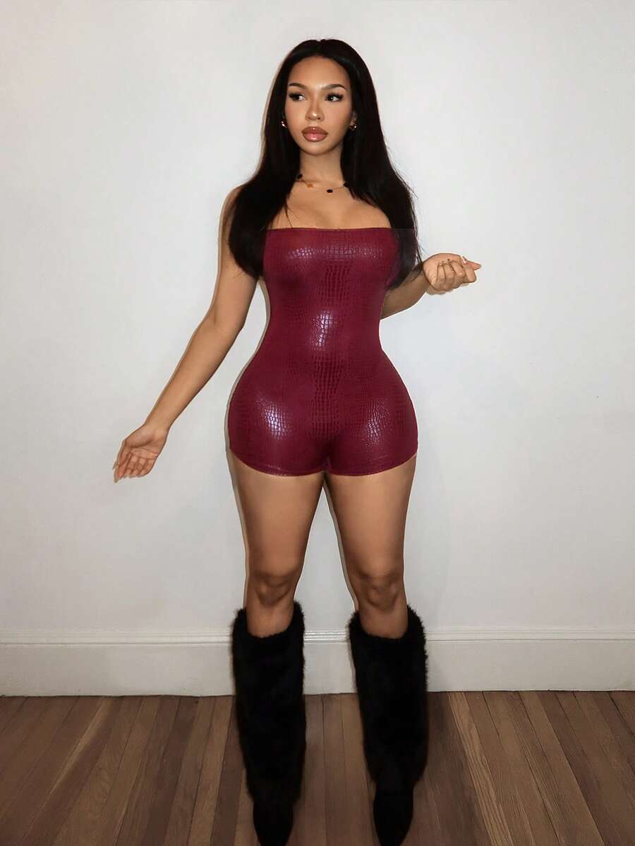 Slaydiva – Body moulant sans manches à imprimé léopard et encolure carrée