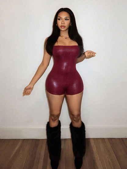 Slaydiva – Body moulant sans manches à imprimé léopard et encolure carrée