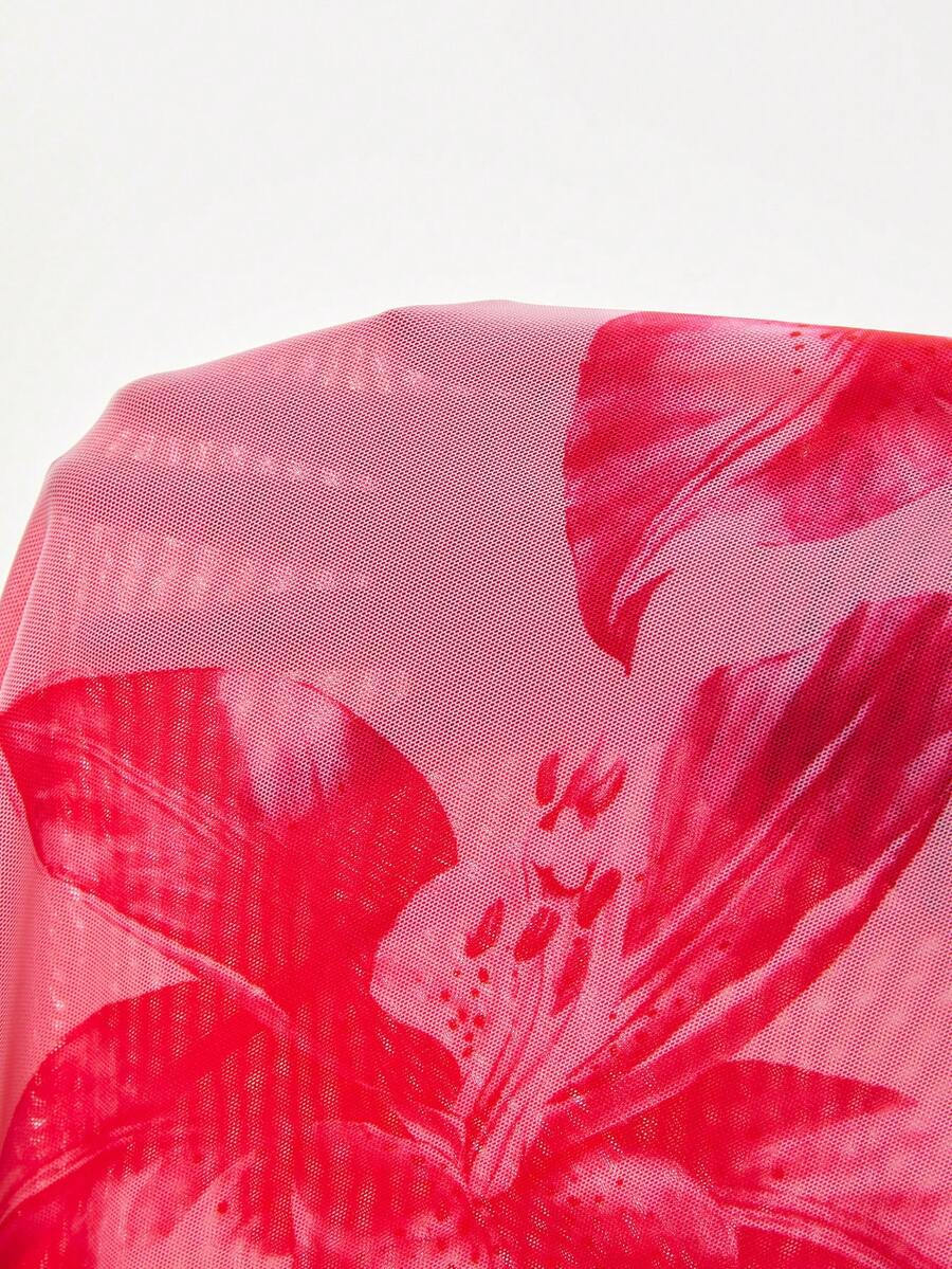 Poéselle – Robe ajustée à imprimé floral en polyester avec décolleté en V