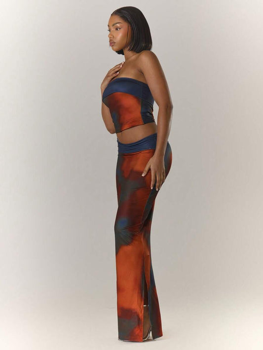 MUSERA – Ensemble top bandeau et robe longue, design élégant pour occasions spéciales