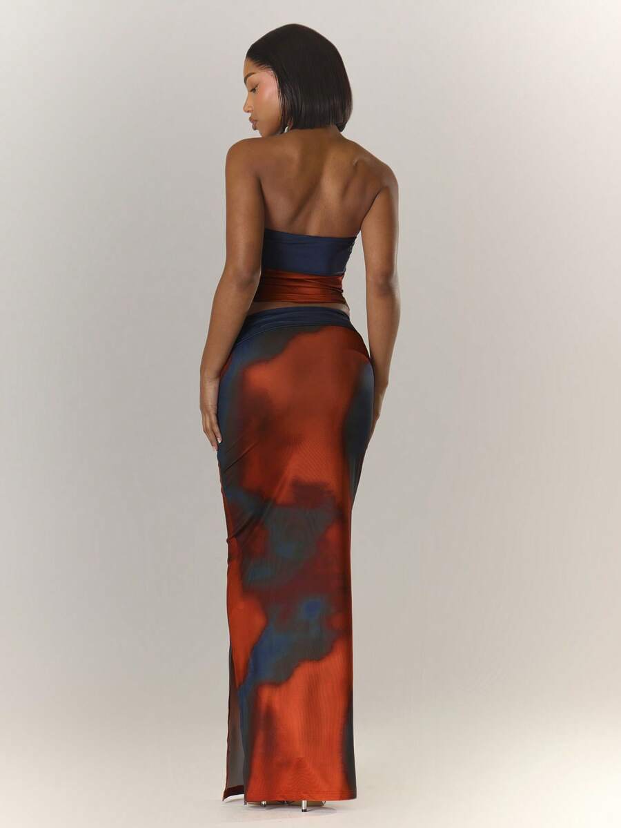 MUSERA – Ensemble top bandeau et robe longue, design élégant pour occasions spéciales