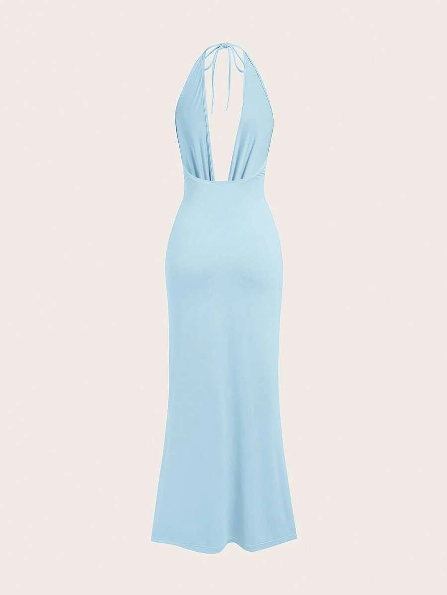 Opulessa – Robe dos nu en tricot à coupe ajustée et bretelles fines