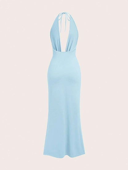 Opulessa – Robe dos nu en tricot à coupe ajustée et bretelles fines