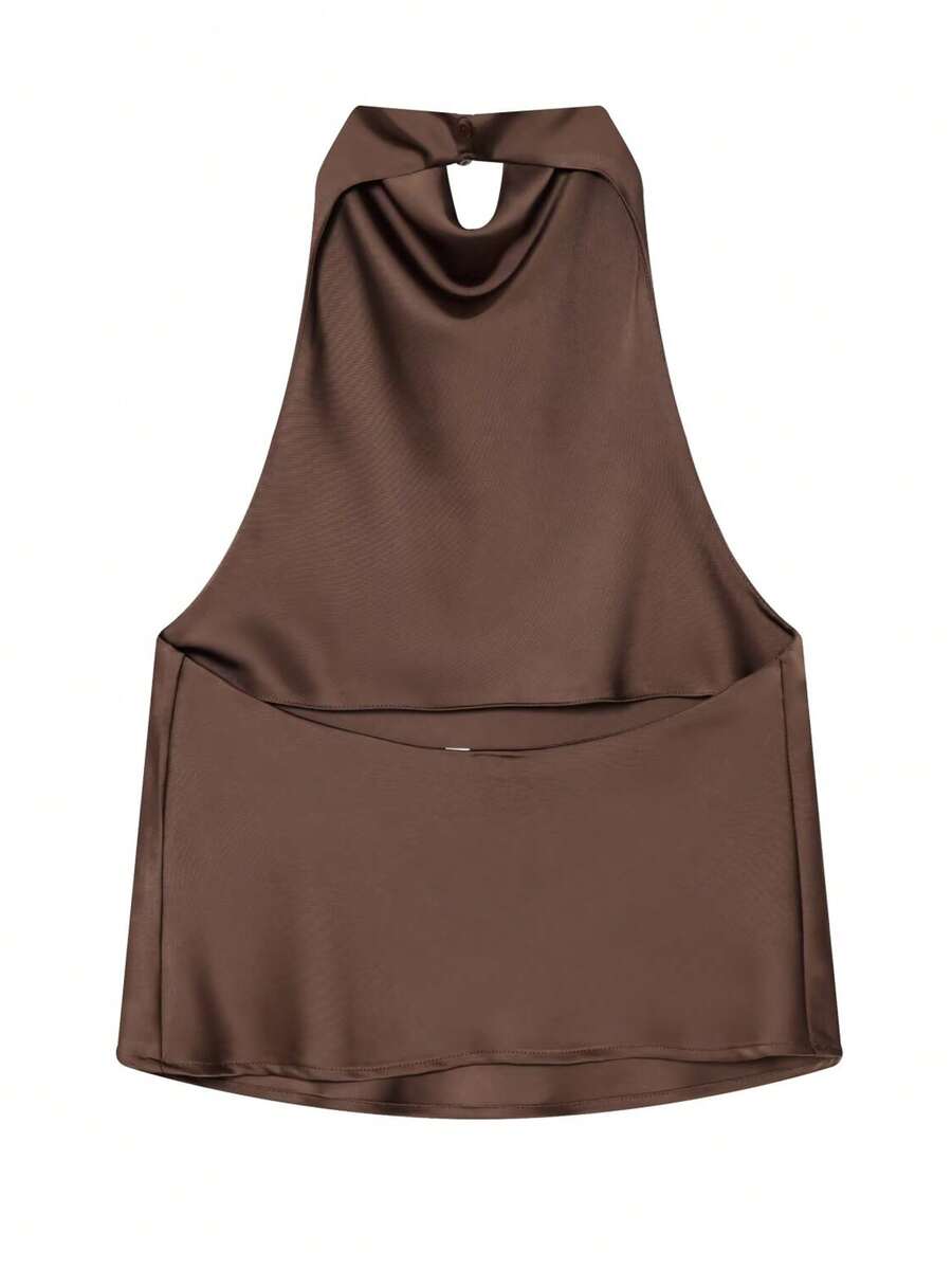 SHEIN - Débardeur dos nu à bretelles spaghetti, satin fluide et coupe ajustée