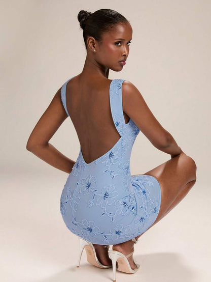 SHEIN BAE – Robe moulante dos nu à encolure carrée pour femmes, idéale pour les sorties estivales (Copie)