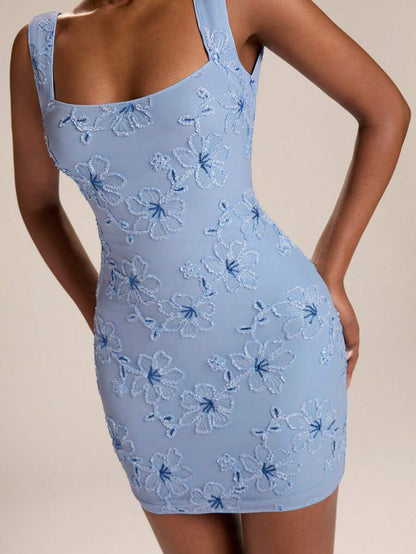 SHEIN BAE – Robe moulante dos nu à encolure carrée pour femmes, idéale pour les sorties estivales (Copie)