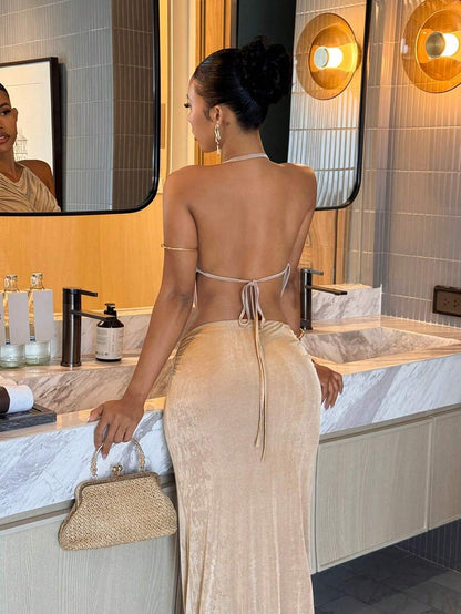 Slaydiva – Jupe maxi avec top dos nu style Preppy