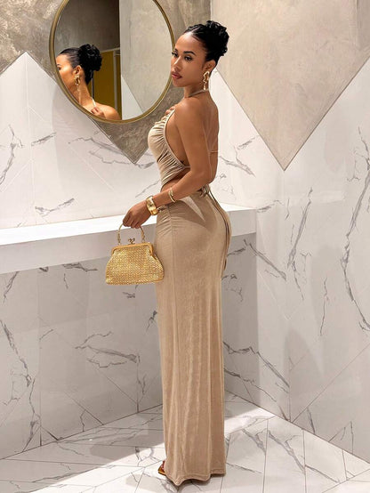 Slaydiva – Jupe maxi avec top dos nu style Preppy