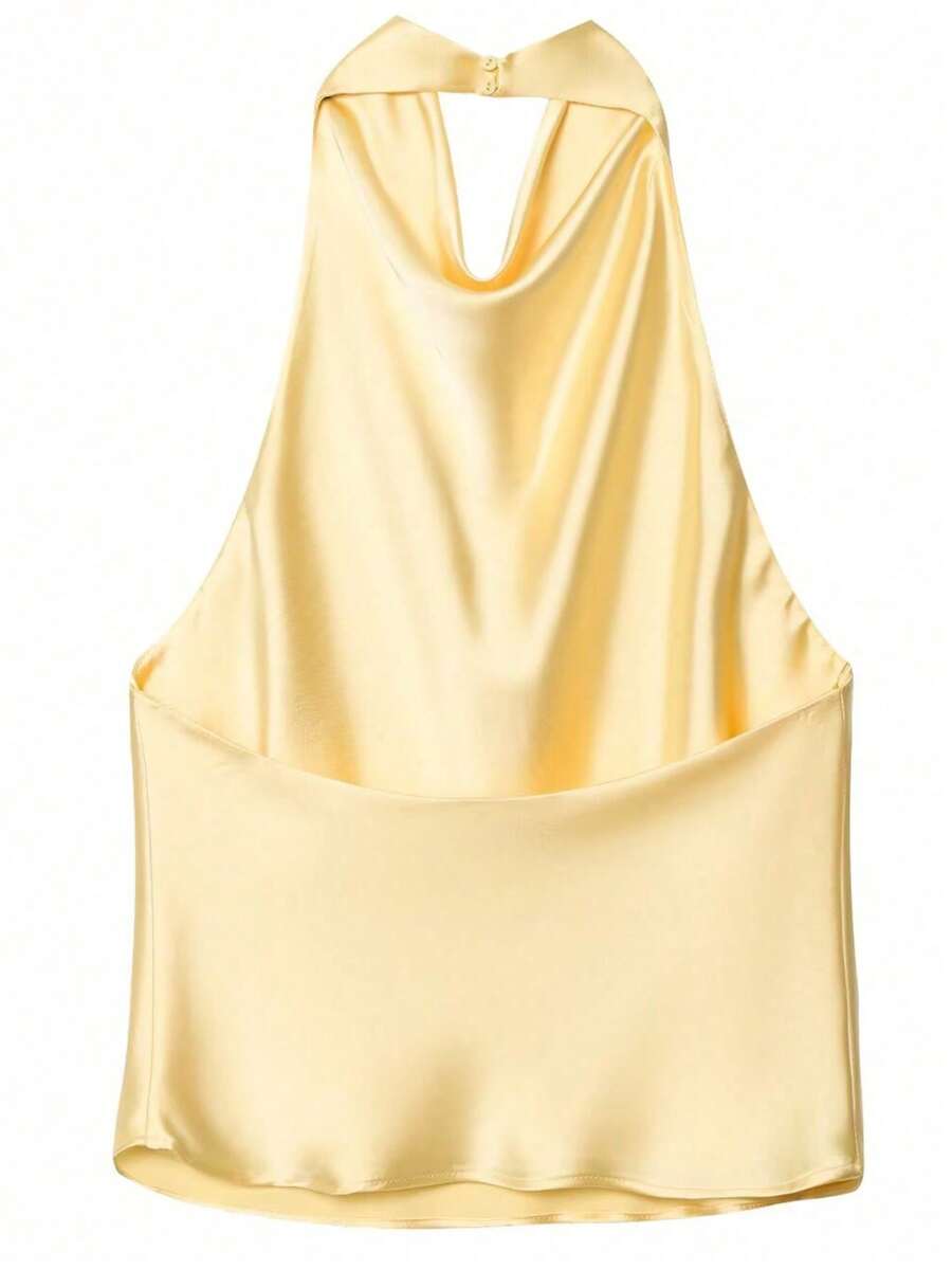 SHEIN - Débardeur dos nu à bretelles spaghetti, satin fluide et coupe ajustée