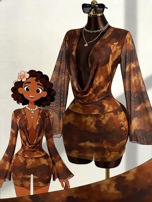Zestiva – Robe de plage à col plongeant et design tie-dye
