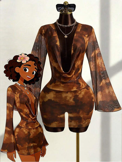 Zestiva – Robe de plage à col plongeant et design tie-dye