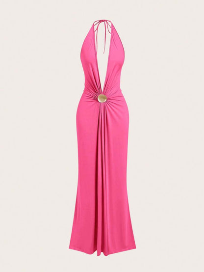 Opulessa – Robe dos nu en tricot à coupe ajustée et bretelles fines