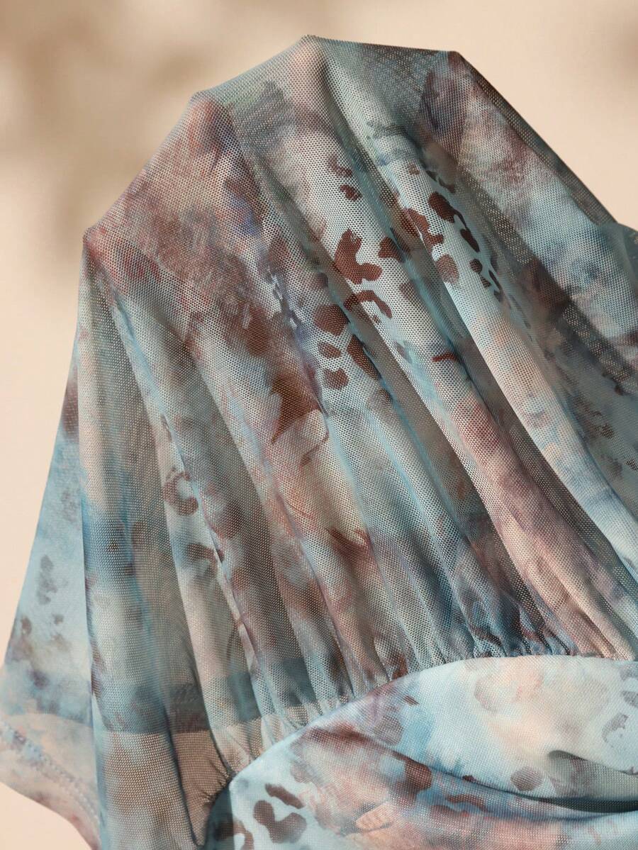 Optris – Robe mini dos nu à col ras-du-cou avec imprimé tie-dye pour l'été et les vacances