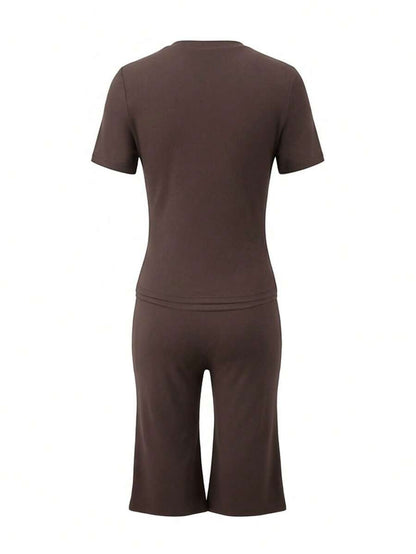 Bachina – Ensemble 2 pièces col rond et pantalon évasé 3/4