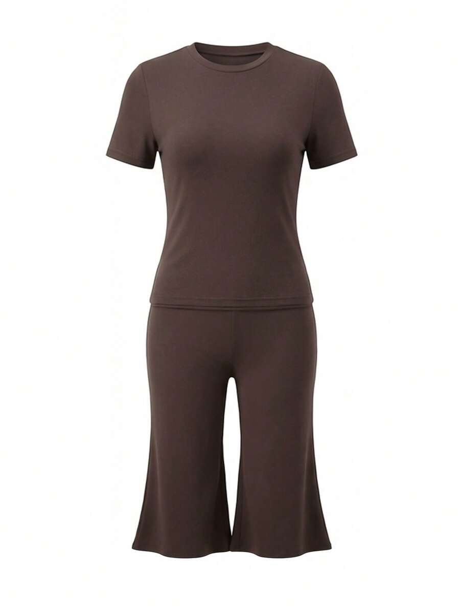Bachina – Ensemble 2 pièces col rond et pantalon évasé 3/4
