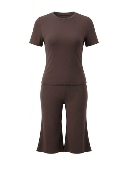 Bachina – Ensemble 2 pièces col rond et pantalon évasé 3/4