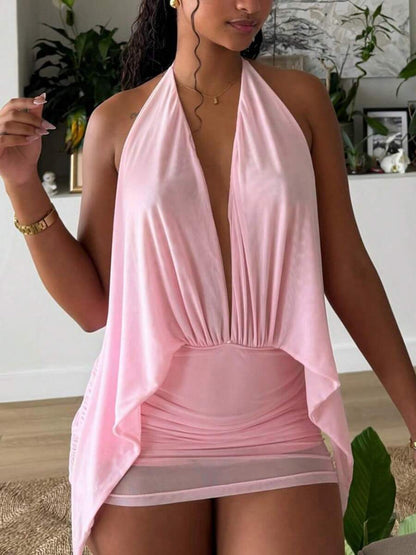 Rompers – Bodycon dos nu à col halter et décolleté plongeant