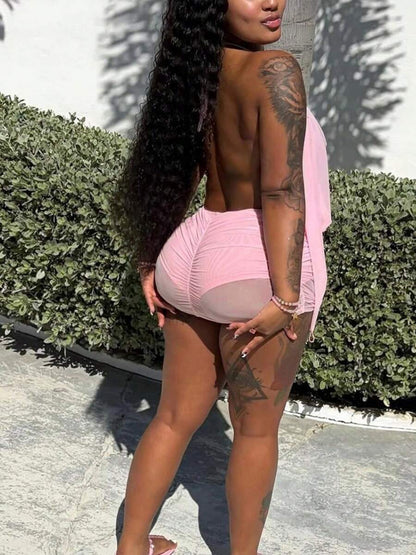 Rompers – Bodycon dos nu à col halter et décolleté plongeant