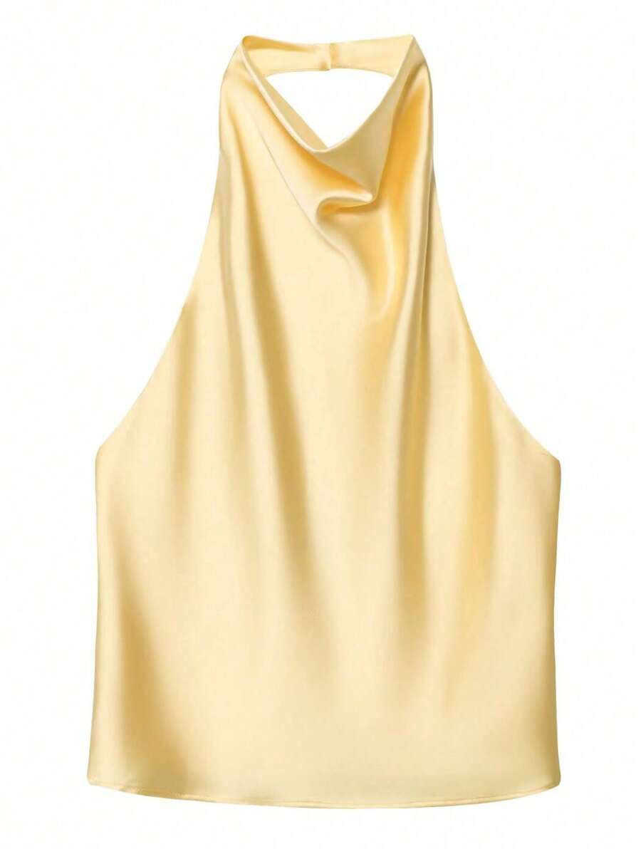 Débardeur dos nu à bretelles spaghetti – Satin fluide et coupe ajustée