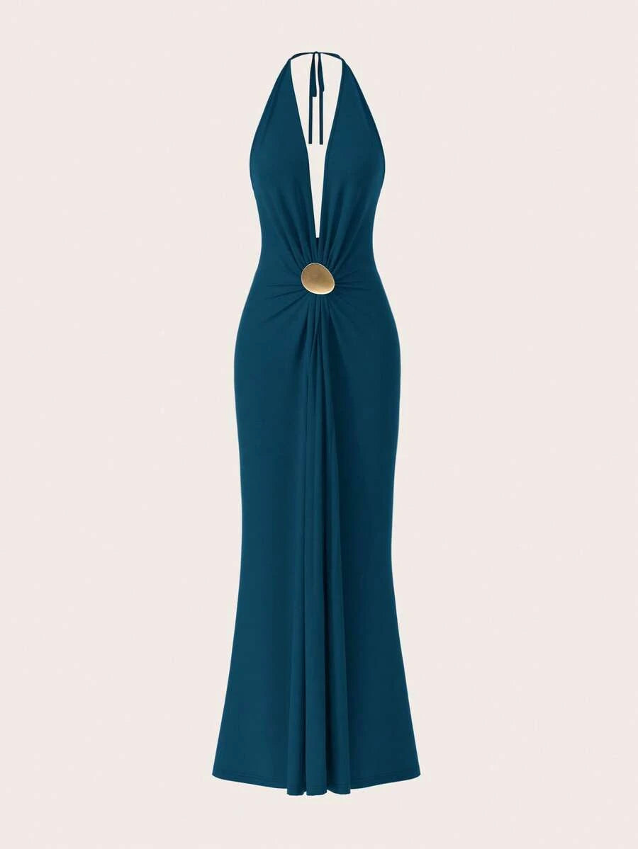 Opulessa – Robe dos nu en tricot à coupe ajustée et bretelles fines