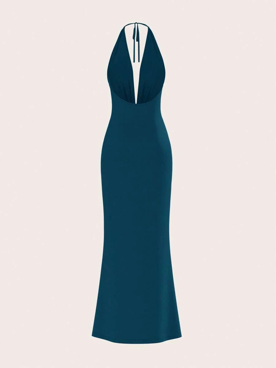 Opulessa – Robe dos nu en tricot à coupe ajustée et bretelles fines