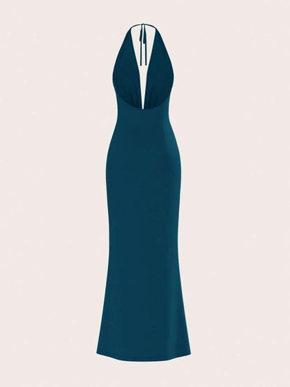 Opulessa – Robe dos nu en tricot à coupe ajustée et bretelles fines
