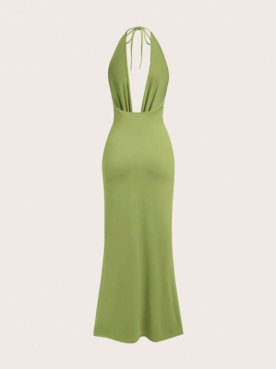 Opulessa – Robe dos nu en tricot à coupe ajustée et bretelles fines