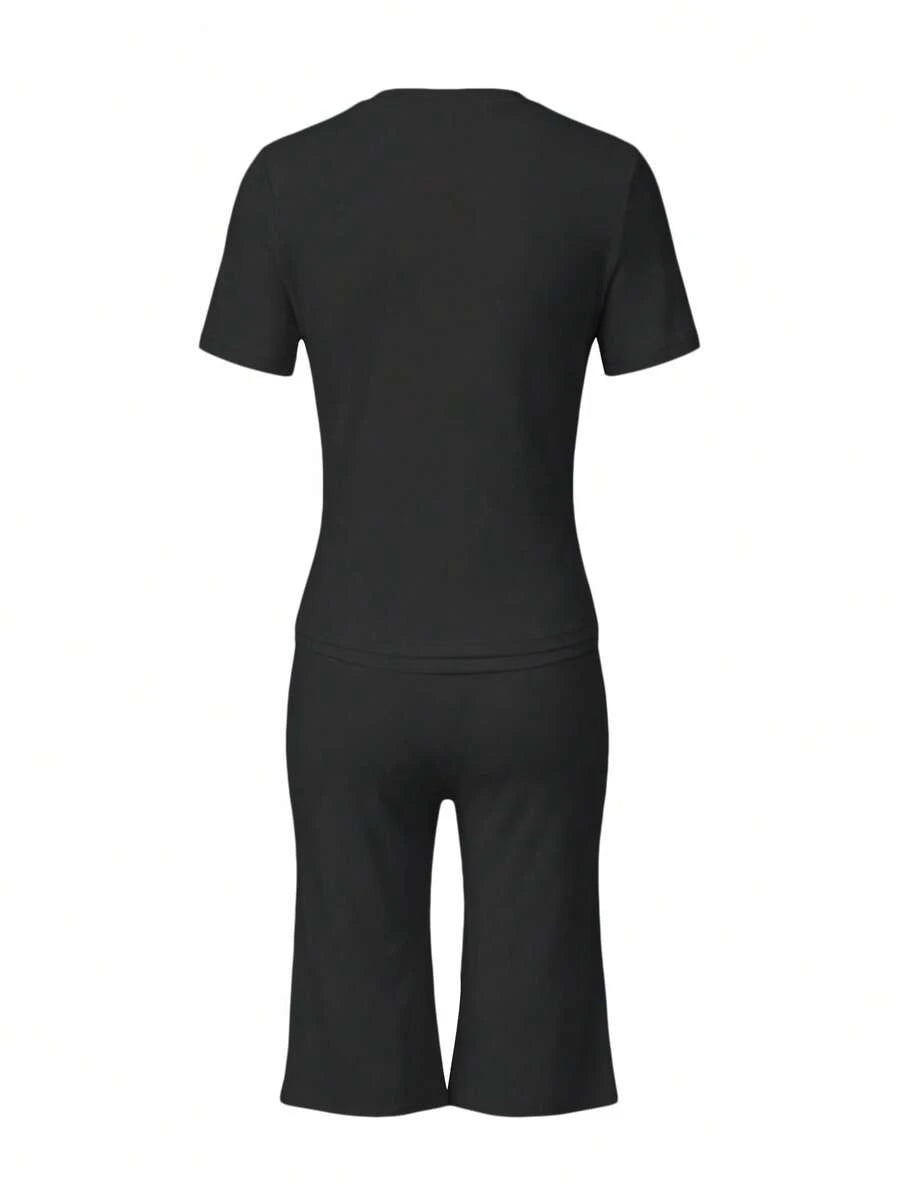 Bachina – Ensemble 2 pièces col rond et pantalon évasé 3/4